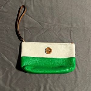 Michael Kors Fulton MD Pouch in Palm Green and Beige